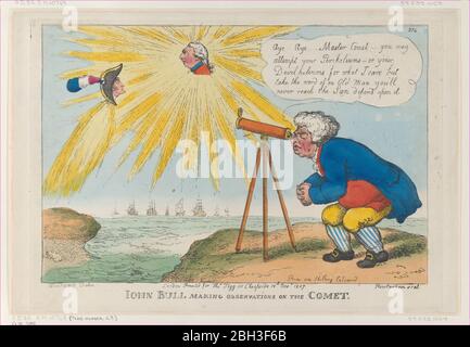 John Bull Making Observations on the Comet, November 10, 1807. Stock Photo