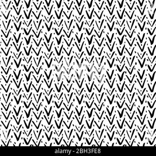 Doodle tick and spotted pattern. Black ticks on white background. Check mark and dots seamless Vector illustraion for clothes, fabric, textile, cover Stock Vector