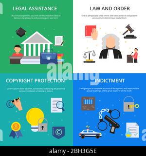 Conceptual pictures of criminal justice. Illustrations of lawyer, judge and other persons in flat style. Law and lawyer, legal legislation vector Stock Vector