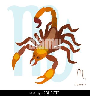 scorpio horoscope sign in twelve zodiac, graphic of wireframe scorpion Stock Vector