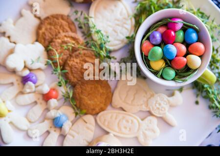 traditional Romanian orthodox Easter table Stock Photo