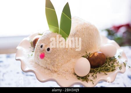 Easter funny bunny carrots cake Stock Photo