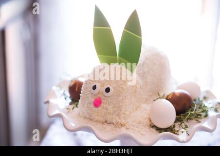 Easter funny bunny carrots cake Stock Photo