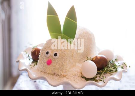Easter funny bunny carrots cake Stock Photo