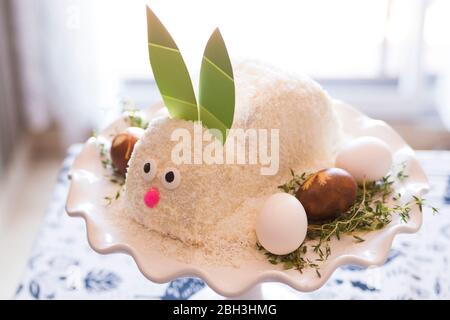 Easter funny bunny carrots cake Stock Photo