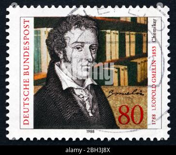 GERMANY - CIRCA 1988: a stamp printed in the Germany shows Leopold Gmelin, Chemist, circa 1988 Stock Photo
