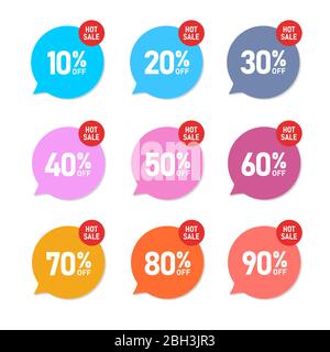 Sale of special offers. Discount with the various price. Set of sale tag. An ad with a colourful tag for an advertising campaign at retail on the day Stock Vector