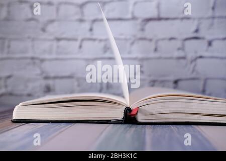 close up of open diary on a table  Stock Photo