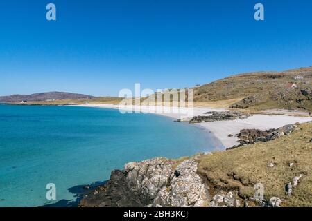 Coilleag a Phrionnsa, Princes Cockle Strand where Bonnie Prince Charlie first set foot in Scotland Isle of Eriskay, Outer Hebrides, Western Isles, Stock Photo