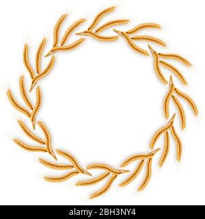 Wreath with wheat ears. Frame of spikelets. EPS 10 Stock Vector