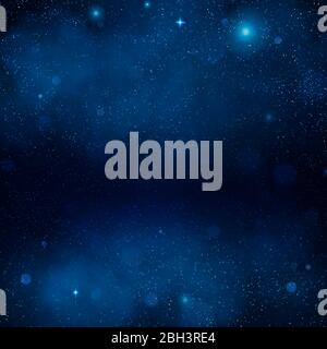 Outer space blue nebula backdrop. Night shining starry sky, blue space background. Universe. Galaxy. EPS 10 Stock Vector