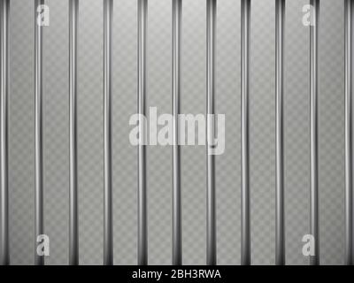 Prison bars foreground effect, isolated on transparent background. Steel Grid. EPS 10 Stock Vector