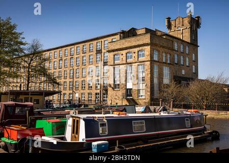 UK, England, Cheshire, Bollington, Adelphi Mill at Bollington Basin on Macclefield Canal Stock Photo