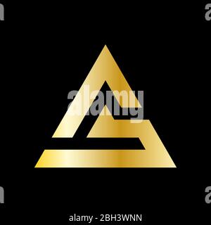 Simple triangle vector logo in a modern style and golden color. EPS 10 Stock Vector