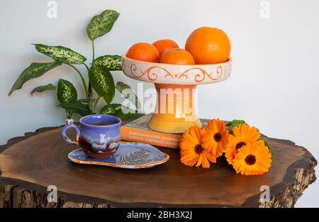 colorful handmade ceramic bowls and pots Stock Photo
