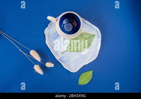 colorful handmade ceramic coffee cups Stock Photo