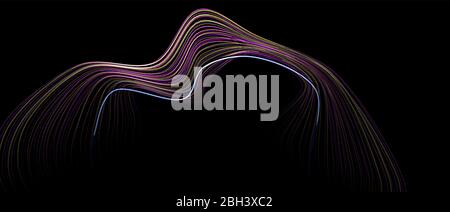 Abstract black background with multi colored lines. Stock Photo