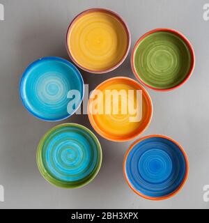 handmade ceramic plate with plants and flowers Stock Photo