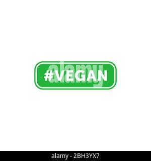 Tag vegan green flat emblem. Design element for packaging design and promotional material. Vector illustration. Stock Vector