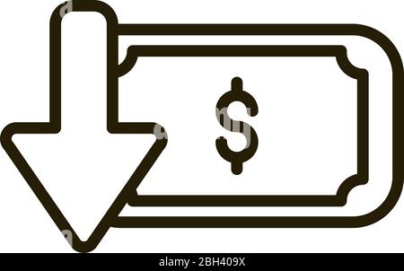 money banknote downturn financial business stock market vector illustration line style icon Stock Vector