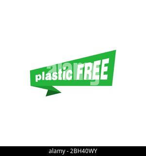 Plastic free origami paper green design sign element. Vector illustration. Stock Vector