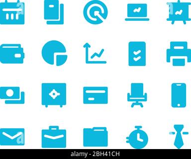 business and management solid icon set for any purpose website apps presentation Stock Vector
