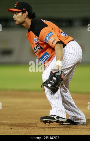 Jesse Gutierrez de naranjeros , durante el juego de beisbol de Naranjeros vs Cañeros durante la primera serie de la Liga Mexicana del Pacifico. 15 oct Stock Photo