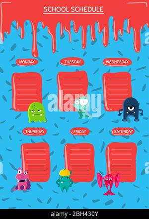 Cartoon icon of school week timetable schedule, vector illustration ...