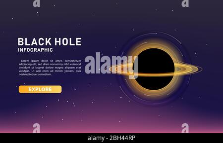 Infographic template for business and science. Modern Black hole banner vector. Stock Vector