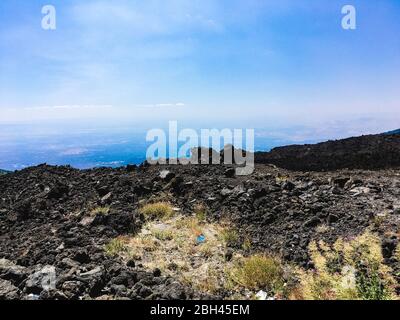 Mountain Etna and Etna Volcano in Sicily, Italy Stock Photo