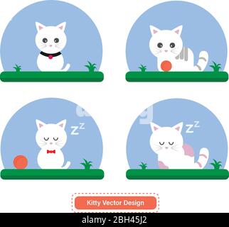 Cute Cat or Kitty Vector for icon templates or presentation background. Cat icon for pet shop logo. Able to use for website or mobile apps icon Stock Vector