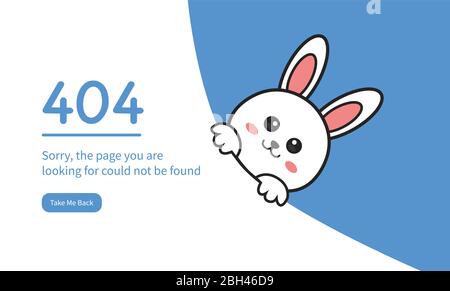 404 Error Web Pages Design With Bunny. website template concepts for web and mobile apps design and development, business apps, marketing, social medi Stock Vector