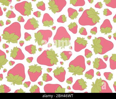 Many hand-drawn strawberries isolated on white background. Strawberry sweet summer pattern. Stock Photo