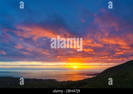 Sunset over historic Kealakekua Bay in South Kona, on Hawaii Island. Stock Photo