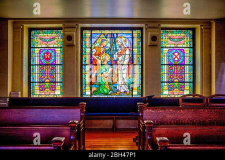 Annapolis, Maryland, USA. 9th Aug, 2019. The United States Naval Academy Chapel photographed Friday, August 9, 2019 in Annapolis, Maryland. The Chapel is one of two houses of worship on the grounds of the Navy's service academy. Protestant and Catholic services are held there. The Naval Academy Chapel is a focal point of the Academy and the city of Annapolis. The chapel is an important feature which led to the Academy being designated a National Historic Landmark in 1961. It was designed by Ernest Flagg and the cornerstone was laid in 1904 by Admiral George Dewey and the dedication of the Cha Stock Photo