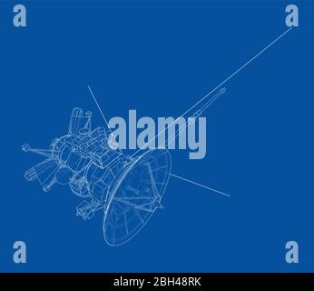 Communication satellite concept outline. Vector Stock Vector