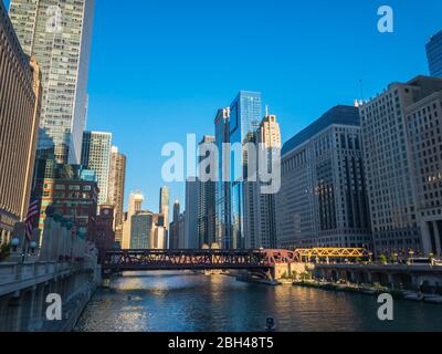 Chicago, USA - September 10, 2018: Downtown landmarks at sunny day time Stock Photo