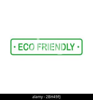 Eco friendly green rectangle badge. Design element for packaging design and promotional material. Vector illustration. Stock Vector