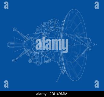 Communication satellite concept outline. Vector Stock Vector