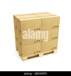 pallet with cardboard boxes Stock Photo