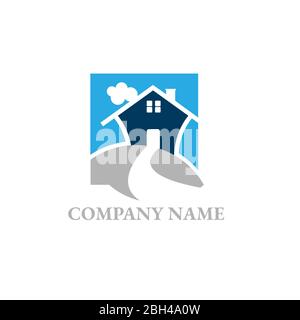 Vector logo design template of forest and house that made from a simple scratch. Building vector silhouette. Vector logo illustration Stock Vector