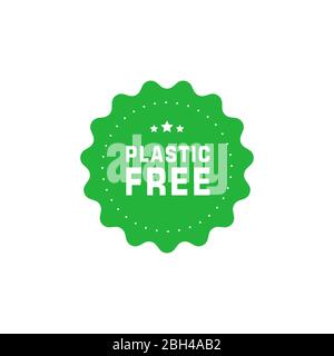 Plastic free green badge. Eco friendly concept design element. Vector illustration. Stock Vector