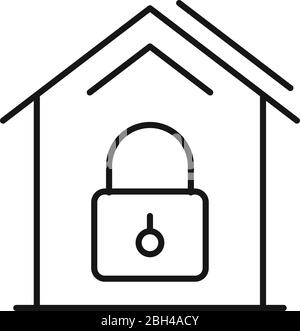 Locked smart house icon. Outline locked smart house vector icon for web design isolated on white background Stock Vector