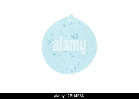 Cosmetic cream gel blue transparent sample texture with bubbles isolated on white background.