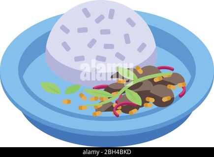 Thai rice ball icon, isometric style Stock Vector