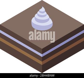 Cocoa cake icon, isometric style Stock Vector
