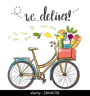 Food groccery delivery concept. Stock Vector