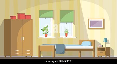 Bedroom with furniture. Vector illustration with separate layers. Stock Vector