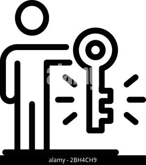 Recruiter key icon, outline style Stock Vector