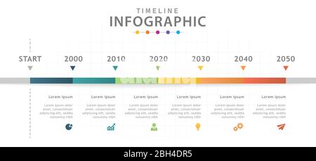 Vector Timeline Infographic template with charts and text Stock Vector ...